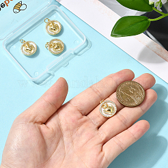 6Pcs Golden Tone Brass Micro Pave Cubic Zirconia Pendants&nbsp;KK-BBC0021-46