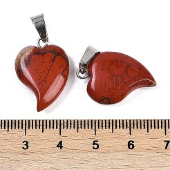 Natural Red Jasper Heart Pendants&nbsp;G-H073-03P-06