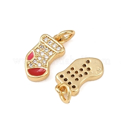 Christmas Brass Micro Pave Cubic Zirconia Enamel Charms&nbsp;KK-L255-19G-04