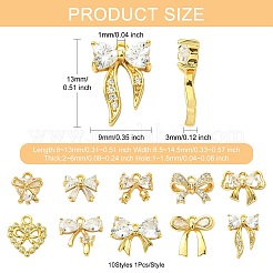 10Pcs 10 Styles Brass Micro Pave Cubic Zirconia Pendants&nbsp;KK-CJ0003-70
