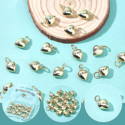 20Pcs Rack Plating Brass Heart Charms&nbsp;KK-BBC0024-87B