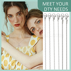 30Pcs 3 Style 304 Stainless Steel Box & Cable Chain Necklaces Set&nbsp;MAK-NB0001-26