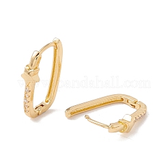 Clear Cubic Zirconia Star Hoop Earrings&nbsp;EJEW-G296-03G