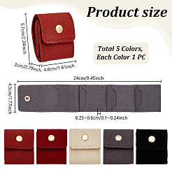 5Pcs 5 Colors Portable Travel Microfiber Leather Jewelry Rolls&nbsp;ABAG-PH0001-99