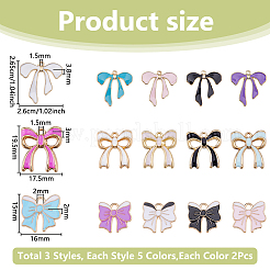30Pcs 15 Styles Bowknot Alloy Enamel Pendants&nbsp;ENAM-DC0002-10