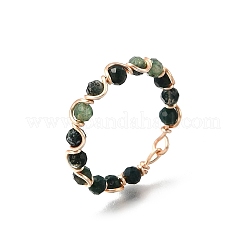 Natural Gemstone Braided Bead Finger Ring&nbsp;RJEW-TA00217-01