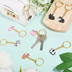 12Pcs 6 Styles Cat Alloy Enamel Keychain&nbsp;KEYC-CP00006