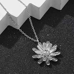 304 Stainless Steel Sunflower Pendant Cable Chain Necklaces for Women&nbsp;NJEW-R011-02P
