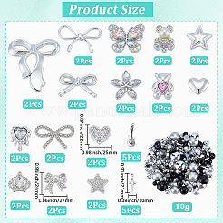 Plastic Rhinestone & ABS Plastic Imitation Pearl Cabochons & Alloy Pendants Findings Kits&nbsp;DIY-SC0033-93