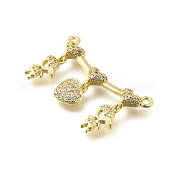 Brass Micro Pave Cubic Zirconia Pendants&nbsp;KK-Q066-15C-G