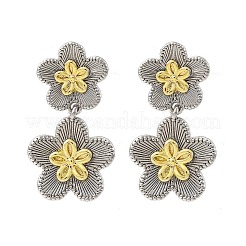 Flower Brass Dangle Stud Earrings&nbsp;EJEW-H158-11GP