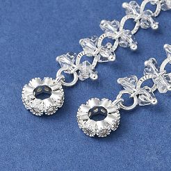 Brass Clear Cubic Zirconia Chain Tassel European Safety Chain Charms&nbsp;KK-A236-06S-01
