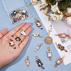 20Pcs 10 Styles Cat Shape Alloy Pendant Decoration&nbsp;HJEW-HS00040