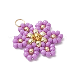 Glass Seed Beaded Flower Pendants&nbsp;PALLOY-MZ00712