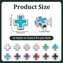 72Pcs 12 Colors Alloy Enamel Beads&nbsp;ENAM-HY0001-50
