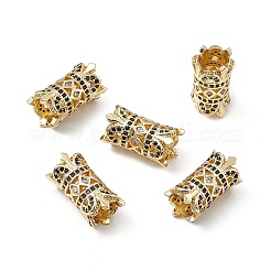 Brass Micro Pave Black Cubic Zirconia European Beads&nbsp;KK-E068-VB474