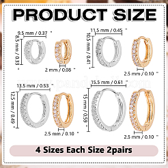 8 Pairs 8 Styles Brass Micro Pave Clear Cubic Zirconia Hoop Earrings&nbsp;EJEW-AR0001-15
