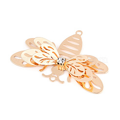 Brass Crystal Rhinestone 3D Bee Connector Charms&nbsp;KKC-T003-03KCG