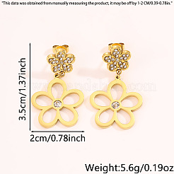 304 Stainless Steel & Crystal Rhinestone Stud Dangle Earrings&nbsp;WG71F23-01