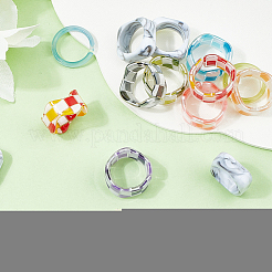 3 Styles Resin & Acrylic Finger Rings for Women&nbsp;RJEW-SC0001-23