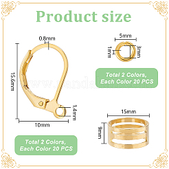 Brass Leverback Earring Findings with Jump Rings & Brass Rings&nbsp;DIY-PH0023-17