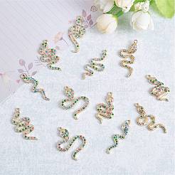 16 Pieces Alloy Snake Charms Pendant Cubic Zirconia Snake Charm Animal Pendant Mixed Color for Jewelry Necklace Earring Making Crafts&nbsp;JX732A