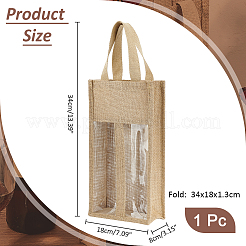 Jute Wine Storage Handbag with PVC Clear Window&nbsp;ABAG-WH0045-18