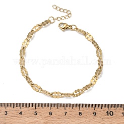 304 Stainless Steel Dapped Chains Bracelets for Women&nbsp;BJEW-D466-08B-G