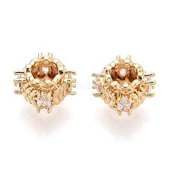 Brass Micro Pave Cubic Zirconia Rondelle European Beads&nbsp;KK-N275-01G