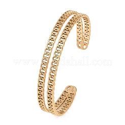 Hollow 304 Stainless Steel Open Cuff Bangles for Women&nbsp;BJEW-F547-02G