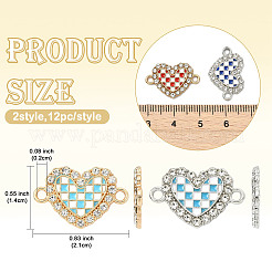 12Pcs 6 Colors Alloy Enamel & Crystal Rhinestone Connector Charms&nbsp;FIND-FS0005-39G