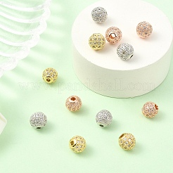 12Pcs 3 Colors Brass Cubic Zirconia Beads&nbsp;ZIRC-YW0001-25