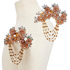 2Pcs Handicraft Flower Beading Cloth Patches&nbsp;PATC-FG0003-09