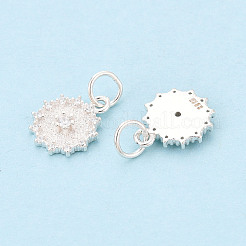 925 Sterling Silver Micro Pave Clear Cubic Zirconia Flower Charms&nbsp;STER-T009-20S