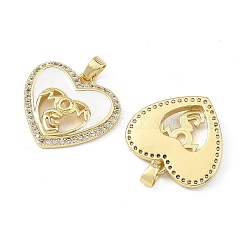 Mother's Day Brass Micro Pave Clear Cubic Zirconia Pendants&nbsp;CU-B002-10G