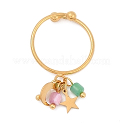304 Stainless Steel Shell Cuff Rings for Women&nbsp;RJEW-U045-01G