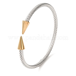 Duo Tone 304 Stainless Steel Double Terminal Cone Open Cuff Bangles for Women&nbsp;SA-CBA2192-03GP