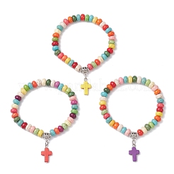 Spray Painted Synthetic Turquoise Beads Charm Bracelets&nbsp;BJEW-JB12496