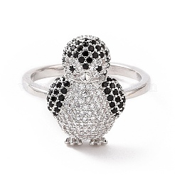 Cubic Zirconia Penguin Open Cuff Ring&nbsp;RJEW-G283-02P
