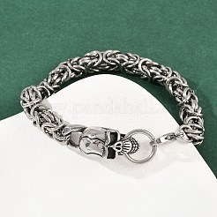 9MM 201 Stainless Steel Skull Byzantine Chain Bracelets for Men Women&nbsp;BJEW-B143-07ASP