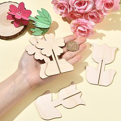36Bags 9 Styles Unfinished Wooden Flower for Painting Arts&nbsp;WOOD-CJ0002-76