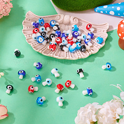 50Pcs 5 Colors Handmade Evil Eye Lampwork Beads Strands&nbsp;LAMP-TA0001-91