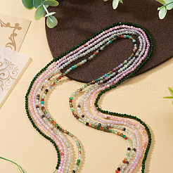 5 Strands 5 Styles Synthetic Green Goldstone & Natural Green Lodolite Quartz & Multi-Color Agate & Amethyst & Cherry Blossom Agate Beads Strands&nbsp;G-TA0003-10