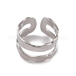 Non-Tarnish 304 Stainless Steel Twist Wave Open Cuff Rings for Women&nbsp;RJEW-G285-18P