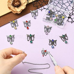 14Pcs 7 Colors Alloy with Resin Rhinestone Pendants&nbsp;FIND-CJ0005-95