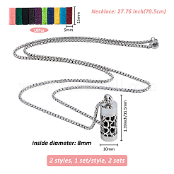 316 Surgical Stainless Steel Box Chain Hollow Column Perfume Bottle Pendant Necklaces&nbsp;NJEW-FH0001-21B-03
