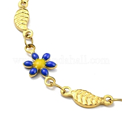 Enamel Flower & Fish Link Chain Bracelet&nbsp;BJEW-A142-02G