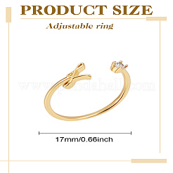 1Pc Letter Brass Rhinestone Open Cuff Rings for Women&nbsp;AJEW-LP0004-47I-G