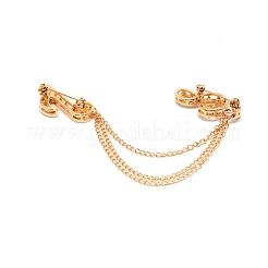 Crystal Rhinestone Double Musical Note with Safaty Chain Hanging Sweater Brooch Pin&nbsp;JEWB-WH0009-94
