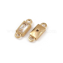 304 Stainless Steel Pave Clear Cubic Zirconia Rectangle Links Connector Charms&nbsp;STAS-F322-13G